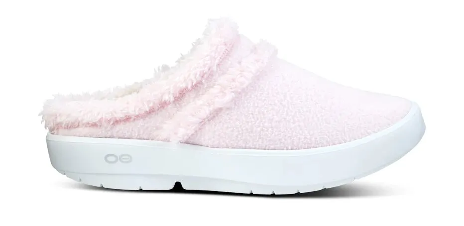 Oofos Womens OOcoozie Mule Shoe White/Pink